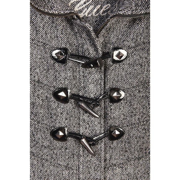 Guess Black/White Tweed Pea Coat Toggle Button Closure Winter Jacket Size S - Picture 4 of 7